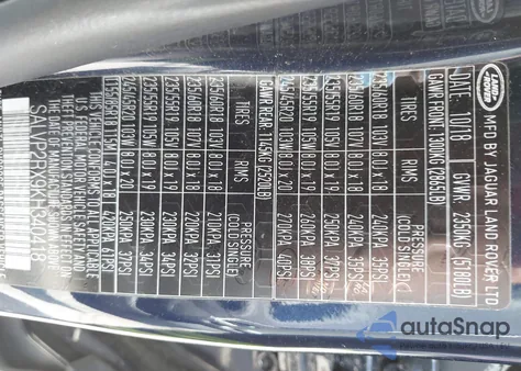 2019 Land Rover Range Rover Evoque Se/Se Premium from USA, damaged, VIN SALVP2RX9KH340418